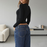 Autumn Women's Minimalist Sexy Corset Casual Long Sleeve Top