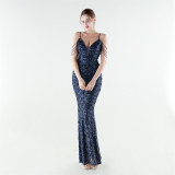 Women's Sequin Strap Mermaid Formal Party Dress
