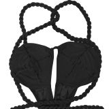 Women's Fashion Solid Color Sexy Bustier Low Back Lace-Up Jumpsuit