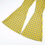 Women's Fashion Plaid Print Tight-Fitting Flared Bell-Bottom Pants