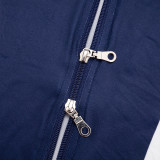 Women's Casual Sport Color Block Turndown Collar Zipper Top with Drawstring Wide-Leg Pants Set