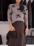 Autumn/Winter Women's Solid Color Half Sleeve Sweater Top