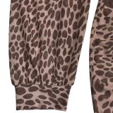 Women's Fashion Sexy Deep V Leopard Print Slit Bodycon Dress