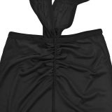 Women's Fashion Solid Color Sexy Bustier Low Back Lace-Up Jumpsuit