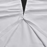 Women's Fashion Sexy V-Neck Low Back Slit Bodycon Dress