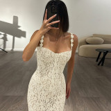 Autumn Women's Sexy Lace Strap Bodycon Long Dress