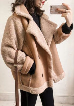 Autumn/Winter Women's Plus Size Granular Shearling Faux Fur Loose Lambskin Jacket
