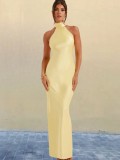 Women's Slit Satin Low Back Chic Bodycon Dress