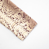 Autumn/Winter Women's High Neck Halter Neck Snake Print Crop Top with Tight Slim Pants Set