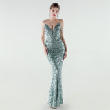 Women's Sequin Strap Mermaid Formal Party Dress