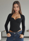 Autumn Women's Minimalist Sexy Corset Casual Long Sleeve Top