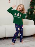Women's Christmas Tree Snowman Letter Print Christmas Family Matching Green Pajamas