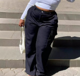 Spring/Summer Plus Size Women's Black High-Waist Loose Hip-Hop Trendy Cargo Pants