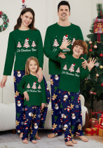 Women's Christmas Tree Snowman Letter Print Christmas Family Matching Green Pajamas