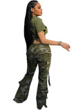 Women's Camouflage Button Multi-Pocket Cargo Pants
