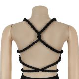 Women's Fashion Solid Color Sexy Bustier Low Back Lace-Up Jumpsuit