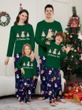 Women's Christmas Tree Snowman Letter Print Christmas Family Matching Green Pajamas