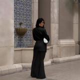 Women's Elegant Fashion Chic Career Solid Color Blazer with Mesh Skirt Two-Piece Set