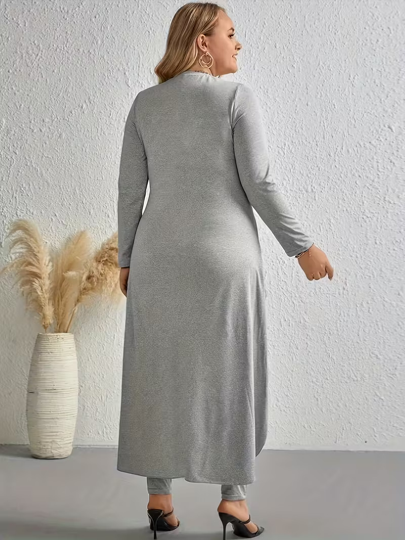 Autumn/Winter Women's Letter Print Asymmetric Top with Casual Tight-Fitting Pants Set