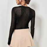 Women Autumn/Winter Long Sleeve Veet Patchwork T-Shirt Top