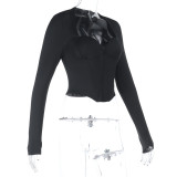 Autumn Women's Minimalist Sexy Corset Casual Long Sleeve Top