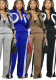 Women Autumn/Winter Sporty Color Block Casual Half-Open Long-Sleeve Jumpsuit