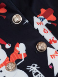 Women Autumn/Winter Long Sleeve Christmas Snowman Print Blazer