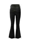 Autumn/Winter Women's Black Chic Stylish Loose Leather Pants