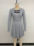 Women Autumn/Winter Grey Knitting Dress