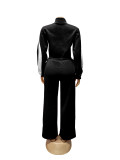 Women Autumn/Winter Sporty Color Block Casual Half-Open Long-Sleeve Jumpsuit