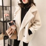 Autumn/Winter Women's Plus Size Granular Shearling Faux Fur Loose Lambskin Jacket