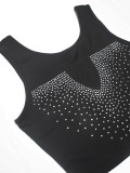 Women rhinestone mesh top and pant two-piece set