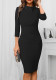 Women Solid Round Neck Three-Quarter Sleeve Bodycon Dress