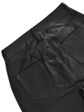 Autumn/Winter Women's Black Chic Stylish Loose Leather Pants