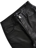 Autumn/Winter Women's Black Chic Stylish Loose Leather Pants