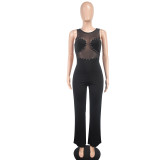 Women mesh rhinestone jumpsuits