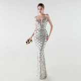 Women's Sequin Strap Mermaid Formal Party Dress