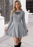 Women Autumn/Winter Grey Knitting Dress