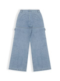 Women's Multi-Pocket High Street Washed Distressed Loose Wide Leg Cargo Denim Pants