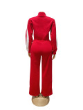 Women Autumn/Winter Sporty Color Block Casual Half-Open Long-Sleeve Jumpsuit
