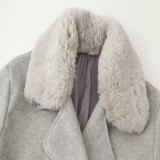 Winter Women's Faux Fur Collar Wool Blend Jacket