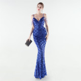 Women's Sequin Strap Mermaid Formal Party Dress