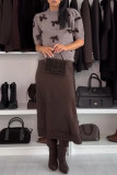 Autumn/Winter Women's Solid Color Half Sleeve Sweater Top