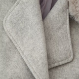 Winter Women's Faux Fur Collar Wool Blend Jacket