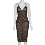Summer Women's Strap Fashion Sexy Low Back Bodycon Long Dress