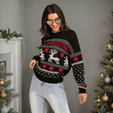Women Autumn Round Neck Casual Basic Long-Sleeve Knitting Christmas Sweater