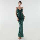 Women's Sequin Strap Mermaid Formal Party Dress