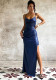 Women's Autumn Strappy Cross V-Neck Sexy Slit Bodycon Dress