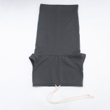 Women's Autumn Winter Solid Casual Sleeveless Color Block Drawstring Hooded Top
