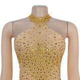 Women's Fashion Sexy See-Through Mesh Beaded Dress